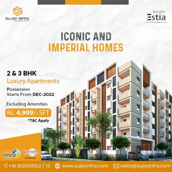 2 and 3bhk flats for sale in bachupally | Sujay infra